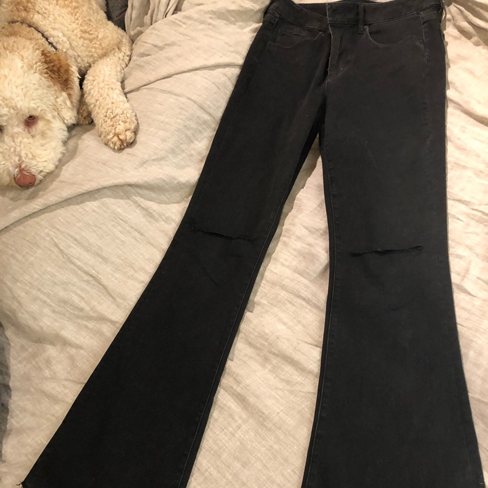American Eagle Black Hi Rise Slim Flare